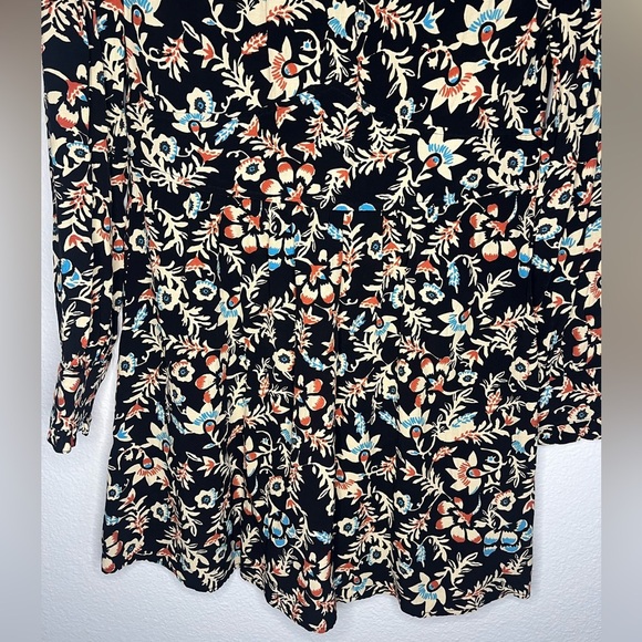 H&M Black Floral Long Sleeve Mini Dress - Size 6 (US) - Picture 5 of 8